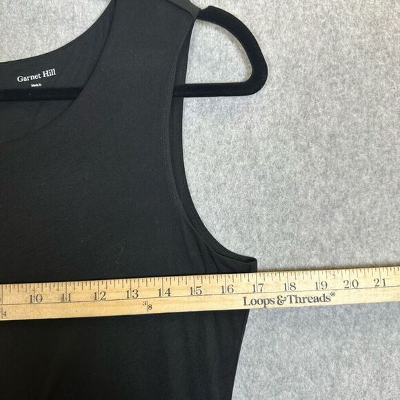 Garnet Hill Womens Size 8 Twist Front Midi Shift Dress Black Sleeveless Stretch - Picture 3 of 9